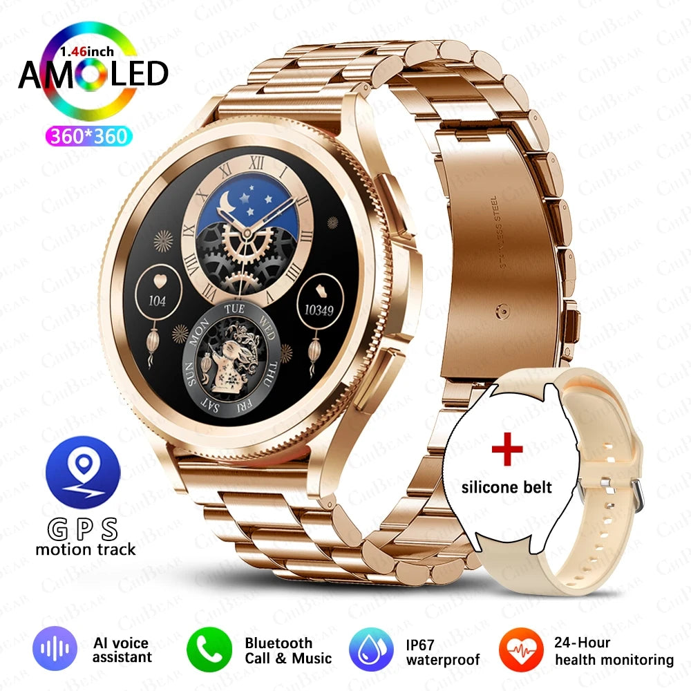 2025 New Watch 6 Classic Smartwatch Men GPS Sports Amoled Screen Heart Rate Waterproof Bluetooth Call Music Smart Watch Women