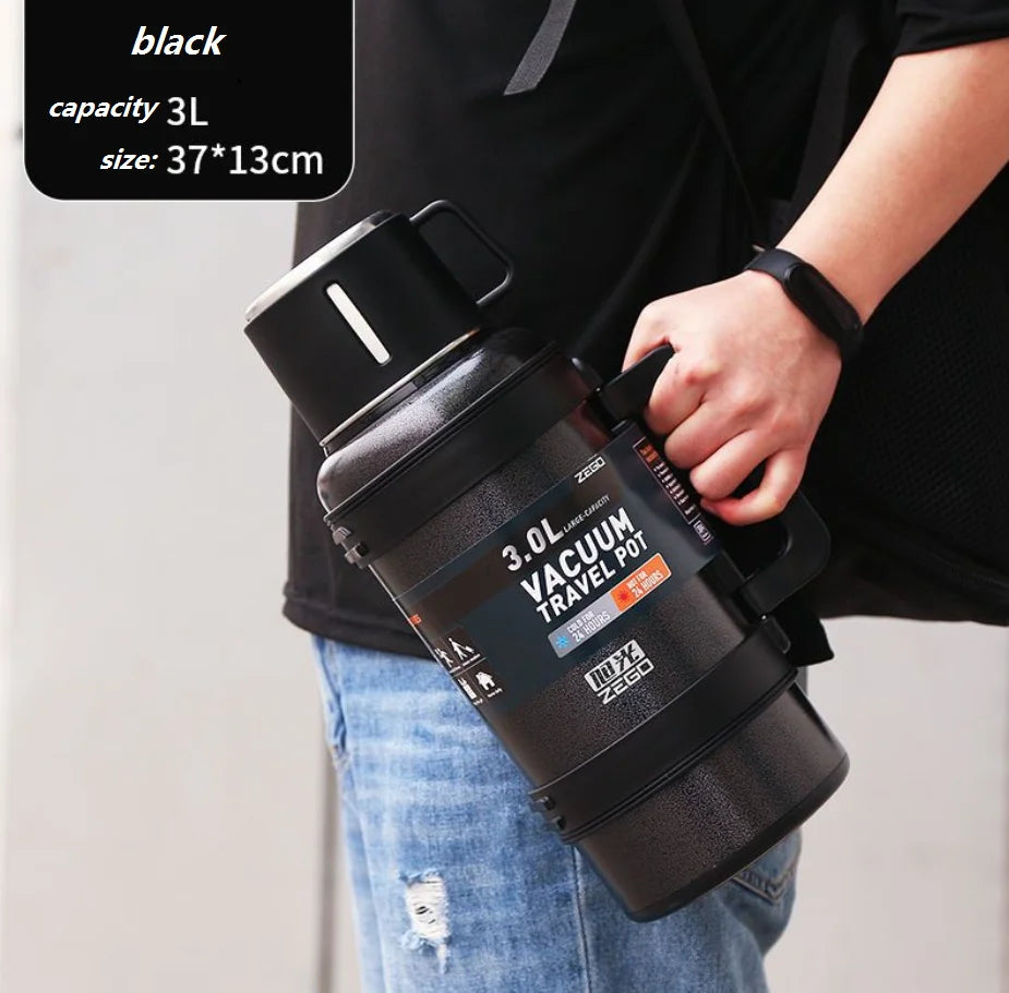 304 Stainless Steel Big Capacity Thermos Bottle 3L /4L Outdoor Travel Coffee Mugs Thermal Vaccum Water Bottle Thermal Mug
