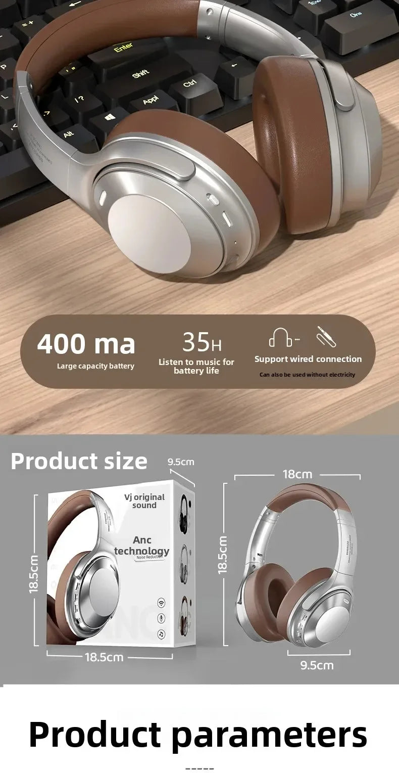 Wireless Headset Bluetooth 5.3 Retro Headphones HIFI Stereo Noise Canceling Earphone Long Standby Stylish Comfortable Headphones