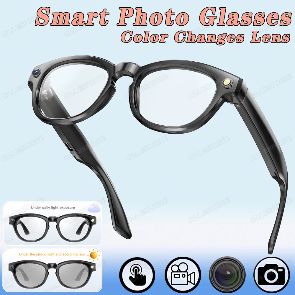 AI Smart Glasses Photo Sense Camera Bluetooth Music Call Intelligent Recording Ip65 Waterproof Bluetooth Sunglasses Men, Women