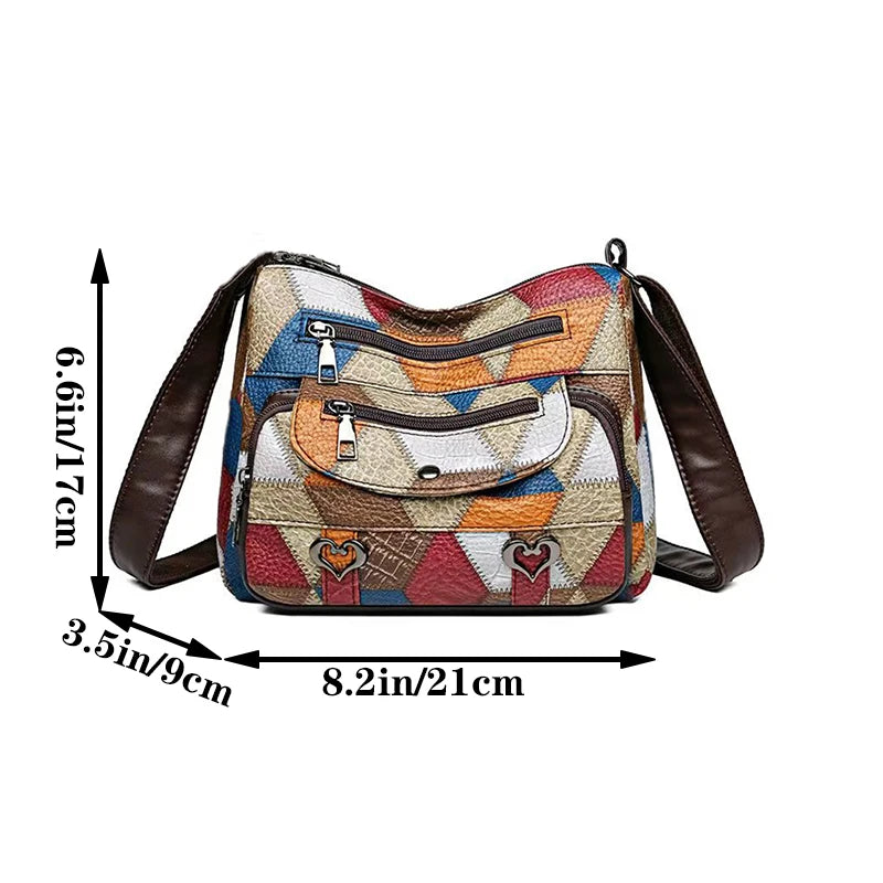 Ladie's handbag, can be carried across the shoulder with a geometric design, suitable for work occasions.