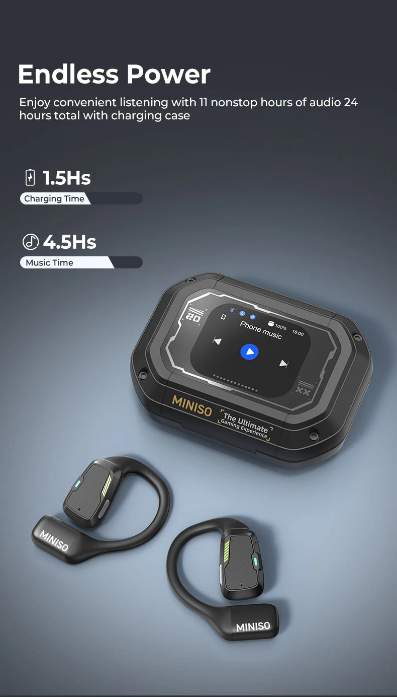 MINISO M98 True Wireless Open Ear Earbuds Bluetooth 5.4ears,13mm Dynamic Driver OWS Ears heads Gaming Headset Super Long Endure
