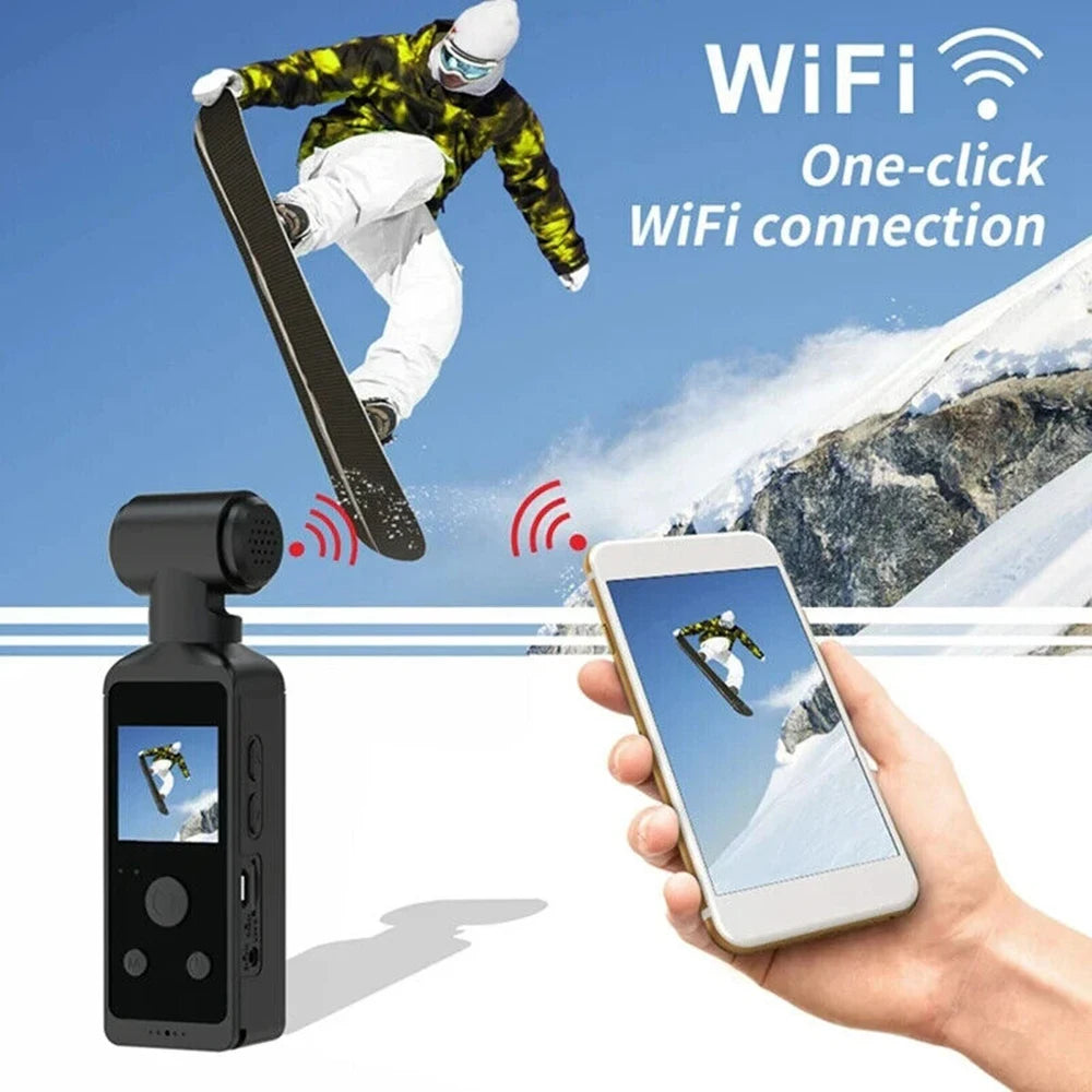 4K Pocket Camera 1080P WiFi Full HD Pocket Camera 270 Rotatable Mini Outdoor Sport DV With Waterproof Case Video Camcorders Gift