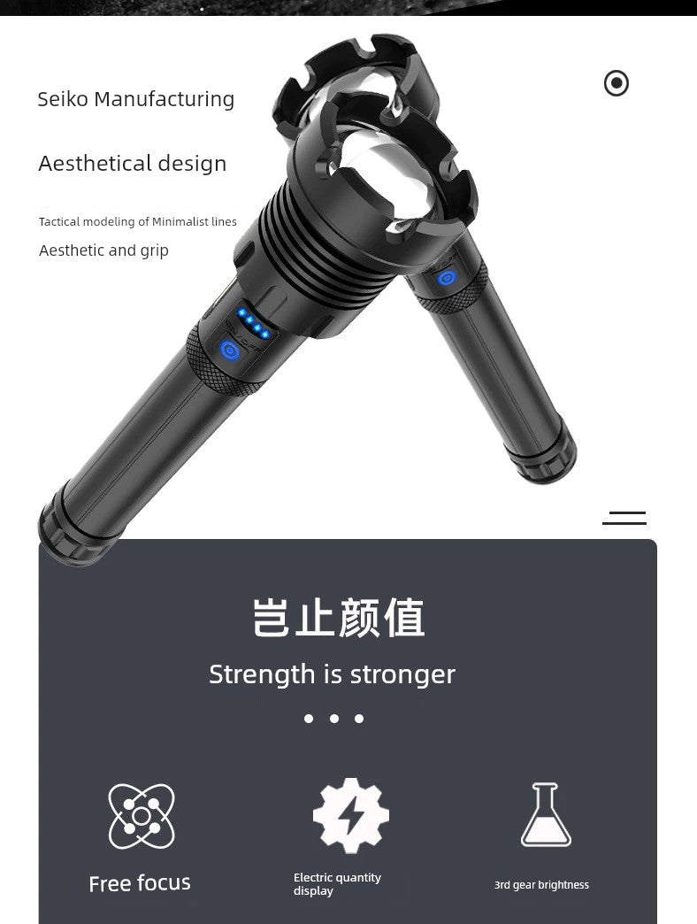 P90 Power Torch Rechargeable Outdoor Long-Range Xenon Lamp Zoom High-Power Spotlight Super Bright Probe Xenon Lamp