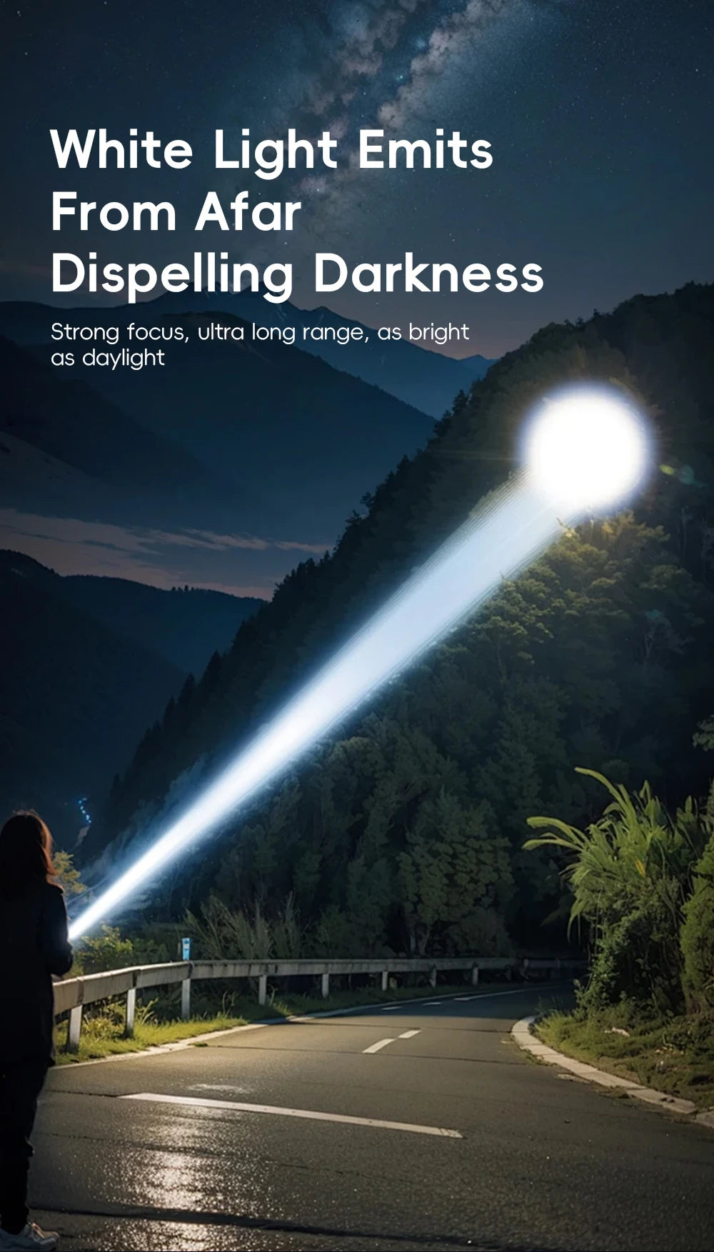 Super bright LED flashlight high power strong light long-range tactical flashlight, long outdoor hiking camping emergency light