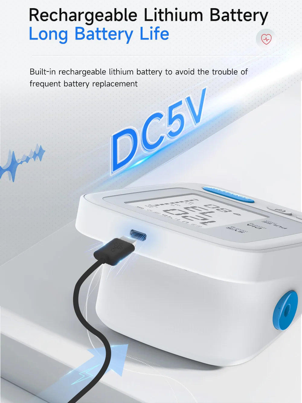 Yongrow Portable Digital Upper Arm Blood Pressure Monitor Measurement Tool Tonometer Sphygmomanometer