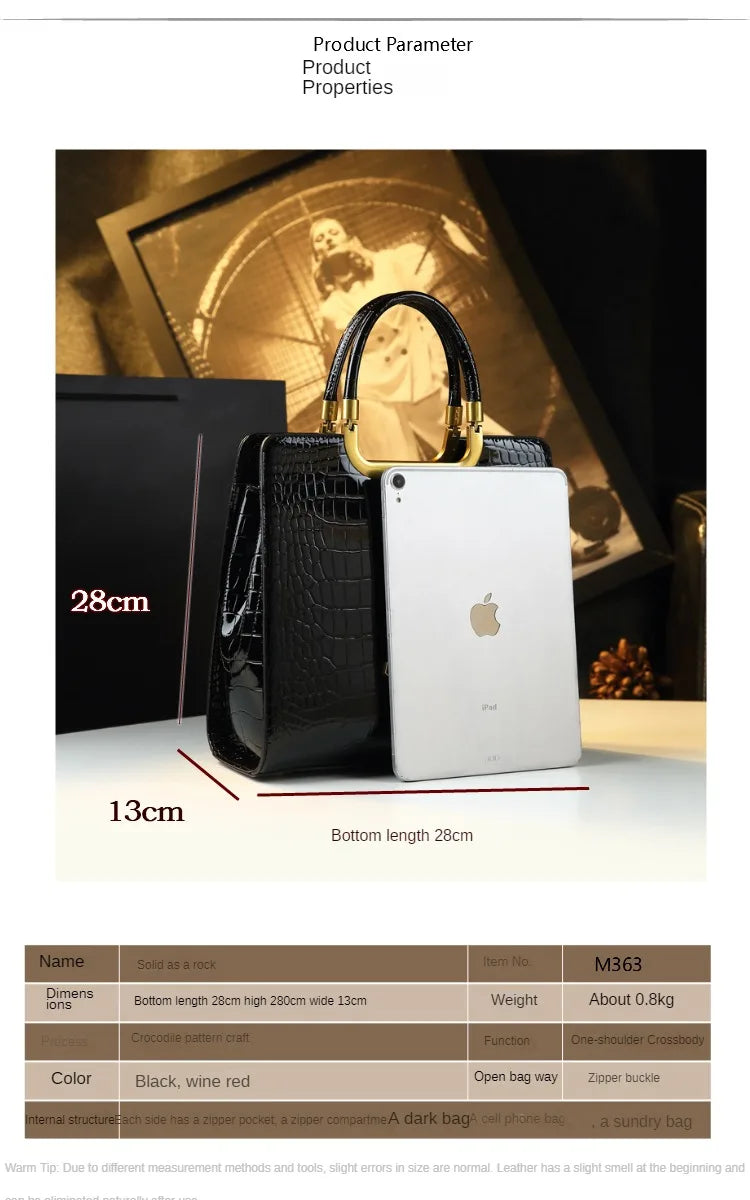 High-grade light luxury handbag New Autumn and Winter fashion Tote bag women's crocodile print single shoulder crossbodybag