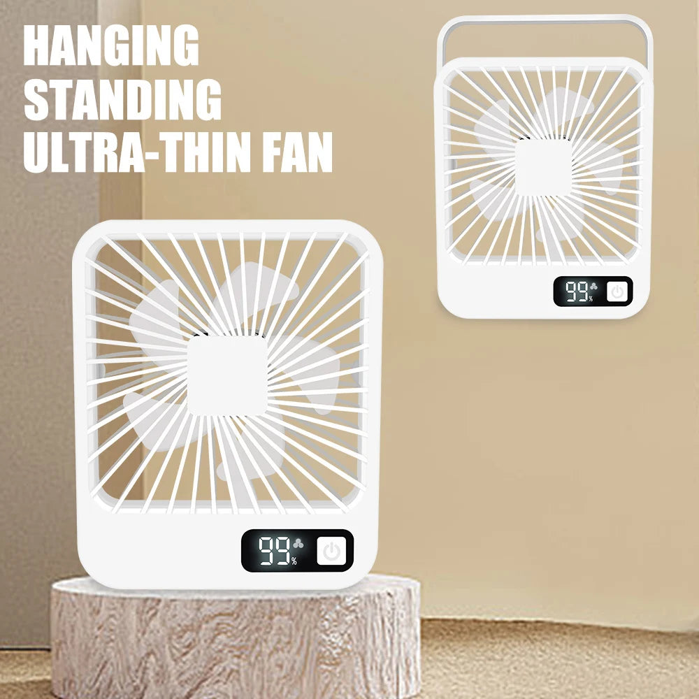 Desktop Fan Portable Fan Rechargeable 5-Speed Adjustment 180° Rotating Foldable Fan With Battery Digital Display Noise-Free Fan