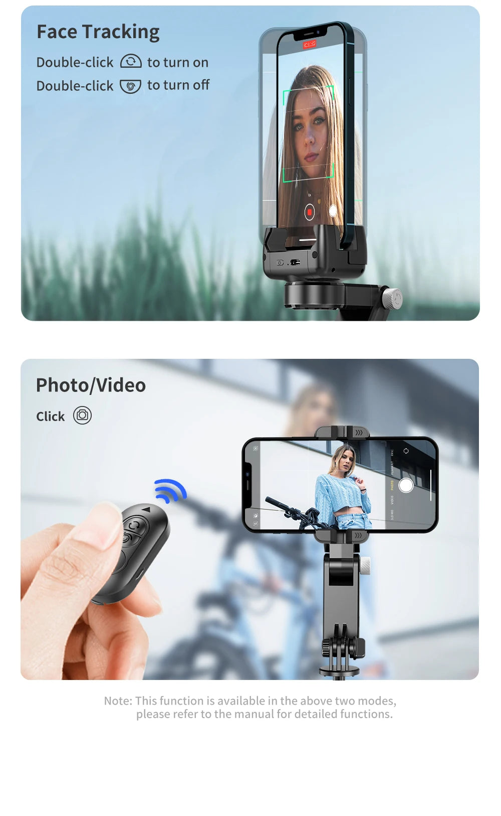 Q18 Desktop Following the shooting Mode Gimbal Stabilizer Selfie Stick Tripod with Fill Light for Smartphone