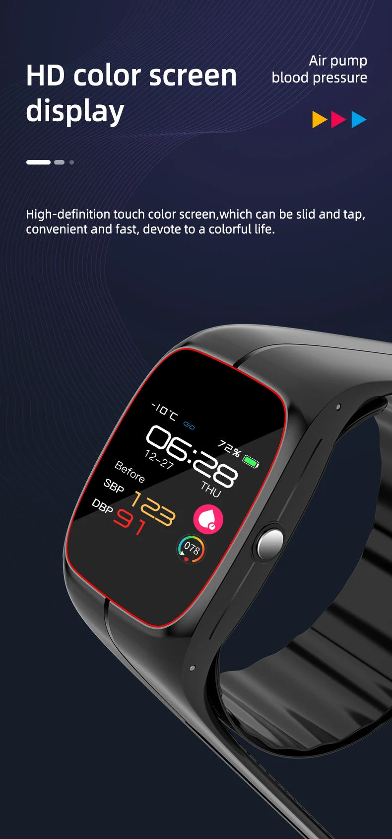 Medical Grade Smart Watch Air Pump Airbag Precise Sphygmomanometer Heart Rate Thermometer Monitor Wristband Elderly Health Watch
