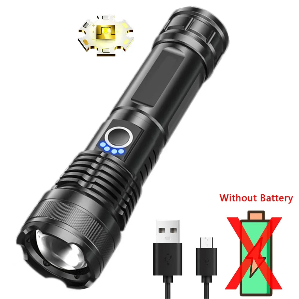 High Power Led Flashlights Long Shot Zoom Super Bright Flashlight Led USB Rechargeable Very Strong Led Flashlight For Camping