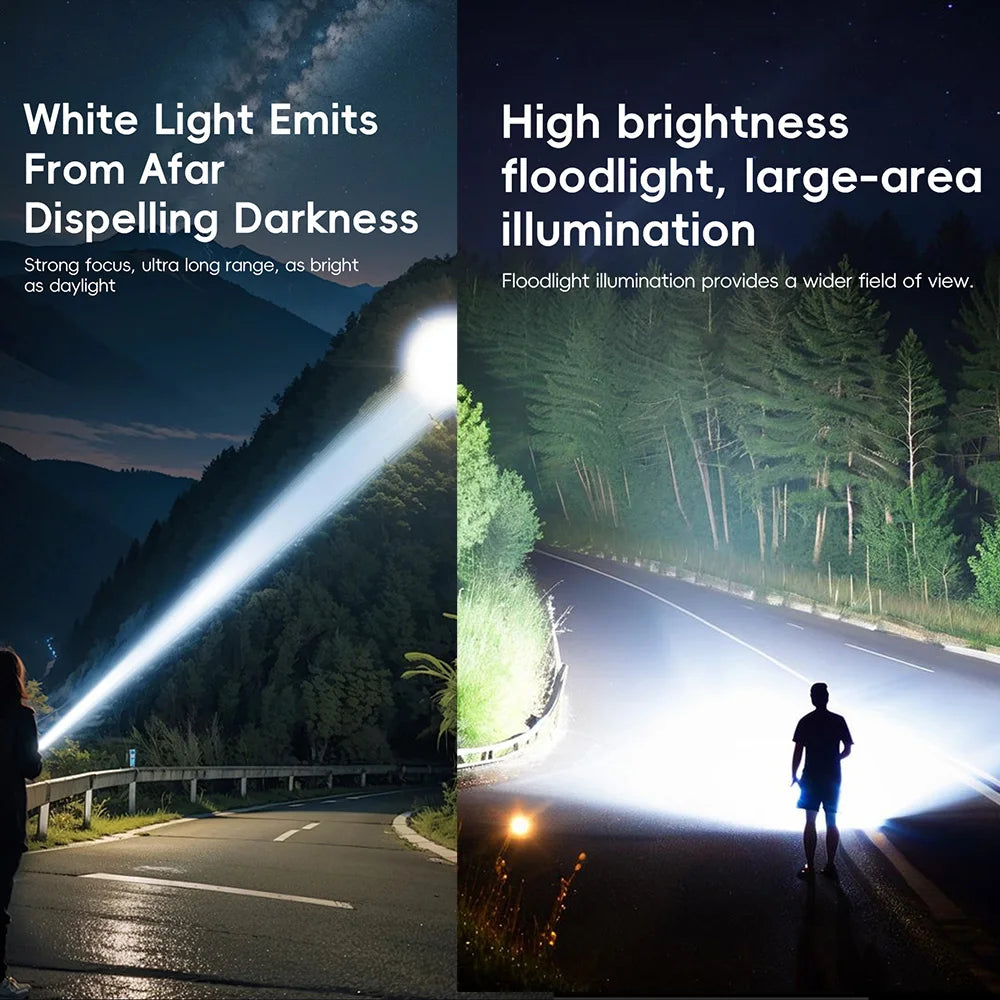Super bright LED flashlight high power strong light long-range tactical flashlight, long outdoor hiking camping emergency light