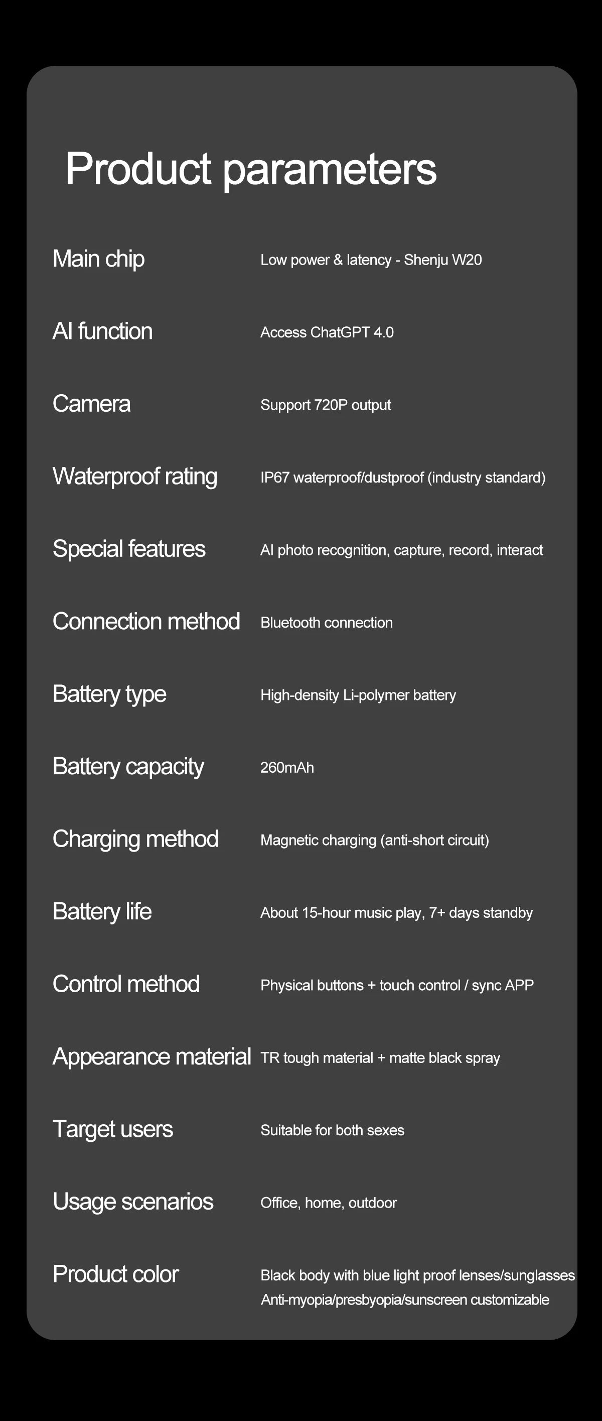 LIGE Fashion AI Camera Smart Glasses IP65 Waterproof Bluetooth Call Playing Music Smart Glasses Identify Pictures Use ChatGPT