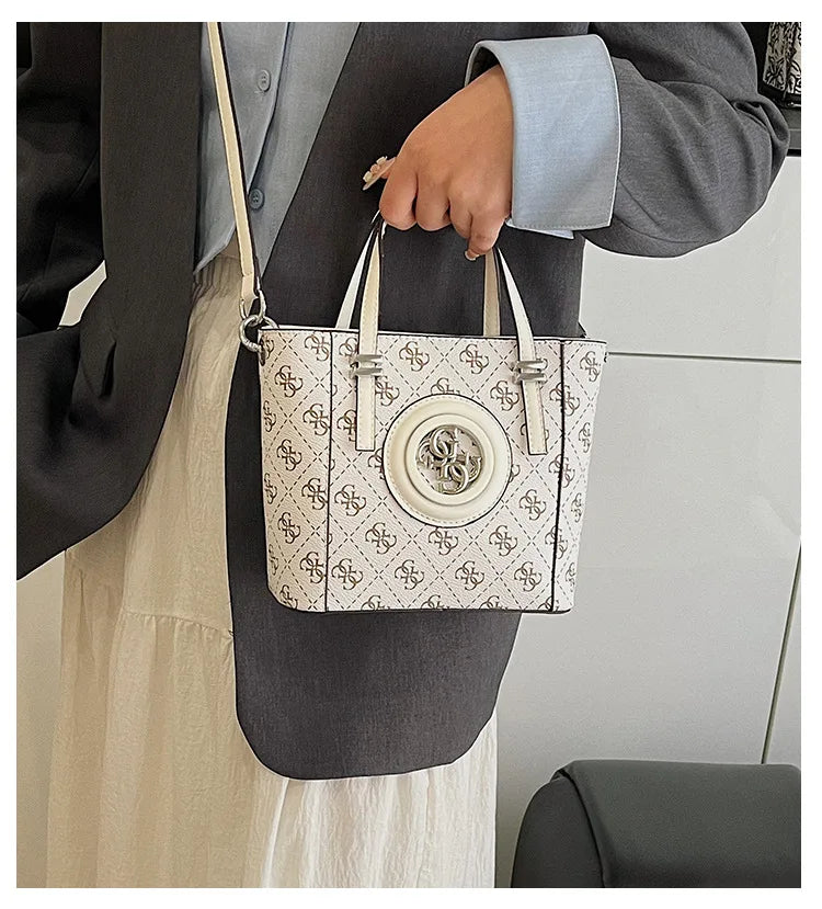 2025 Summer Women's Printed Letter Tote Bag, Large Capacity Shoulder & Crossbody Purse, Trendy Handheld Design for Everyday Use