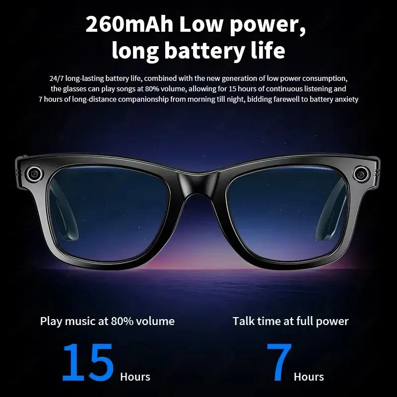 2025 Smart Glasses Camera AI Translation Video Bluetooth Call Headphones Voice Assistant Outdoor Sport Sunglasses HD 800W Camera