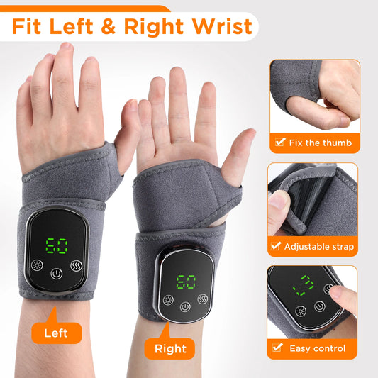 Electric Heating Wrist Guard 3 Levels Vibration Massager 5-speed Temperature Hot Compress Hand Wrist Protection Health Care