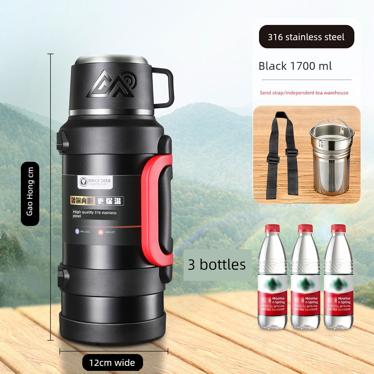 2024 Thermal Pot Large Capacity Men Outdoor Thermal Cold Preservation Dual Use Water Cup