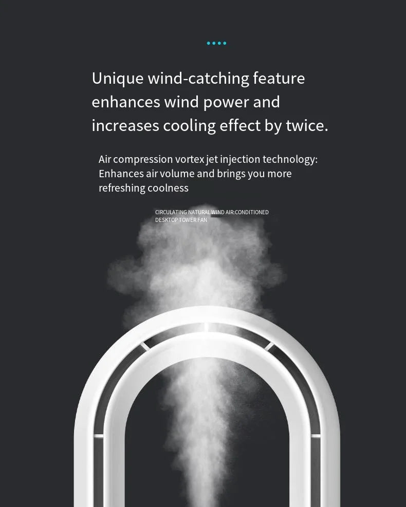 Bladeless Fan Portable Air Conditioner LED Display Desktop Bladeless Cooler Cooling Fans Tower Air Cooler for Office Bedroom