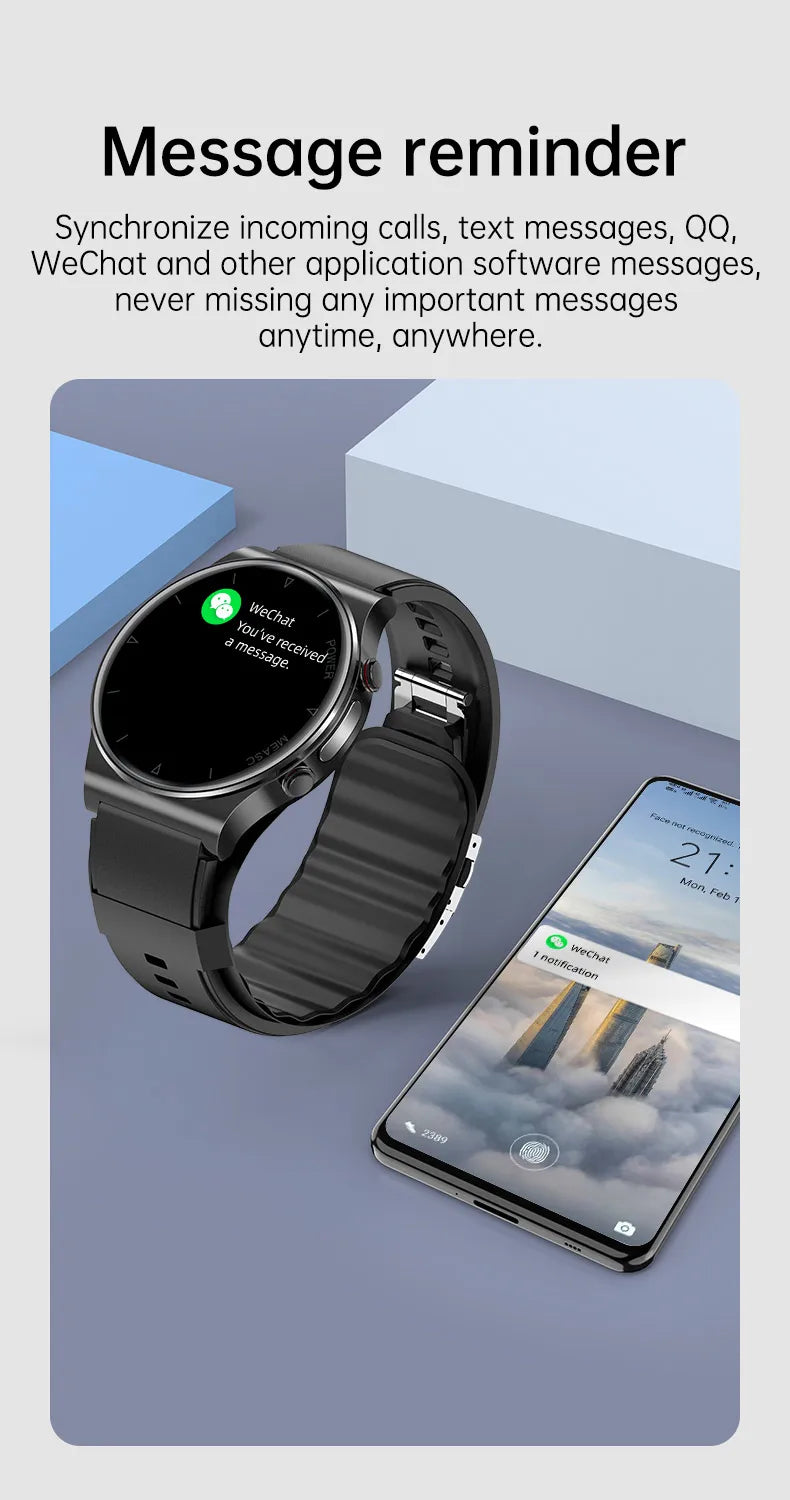 P70 Smart Watch Air Pressure Pump Blood Pressure Medical Grade ECG+PPG Heart Rate Blood Pressure Measurement Elder Health Watch