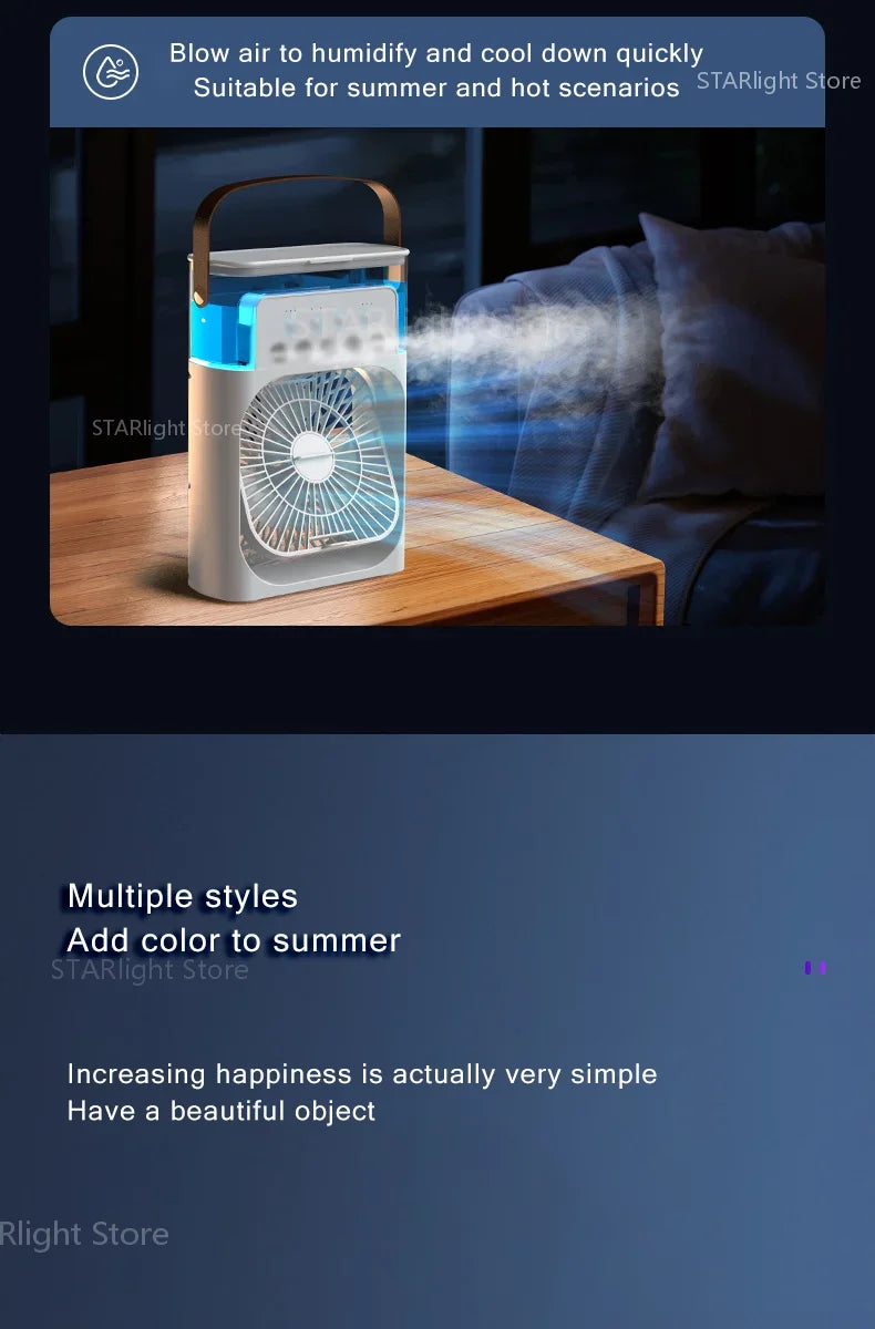 Xiaomi MIJIA 3-in-1 Portable Air Conditioners Fan With LED Night Light Household Mini Air Cooler For Office Home Adjustable Fan