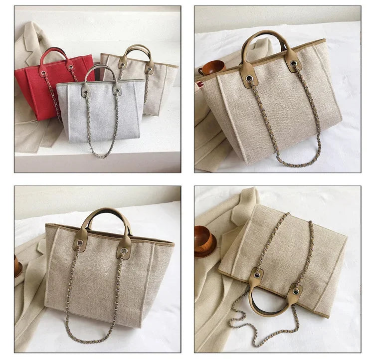 Fashion Make Up Designer Big Women's New Korean Fashion Casual Large Capacity Shoulder Crossbody Chain Tote Bag