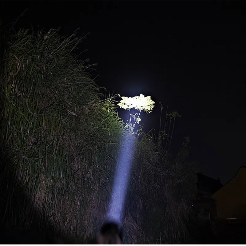 LED Strong Searchlight Flashlight Portable Hand Lamp Rechargeable 2 Lighting Modes Emergency Hiking Camping Energy Saving Torch