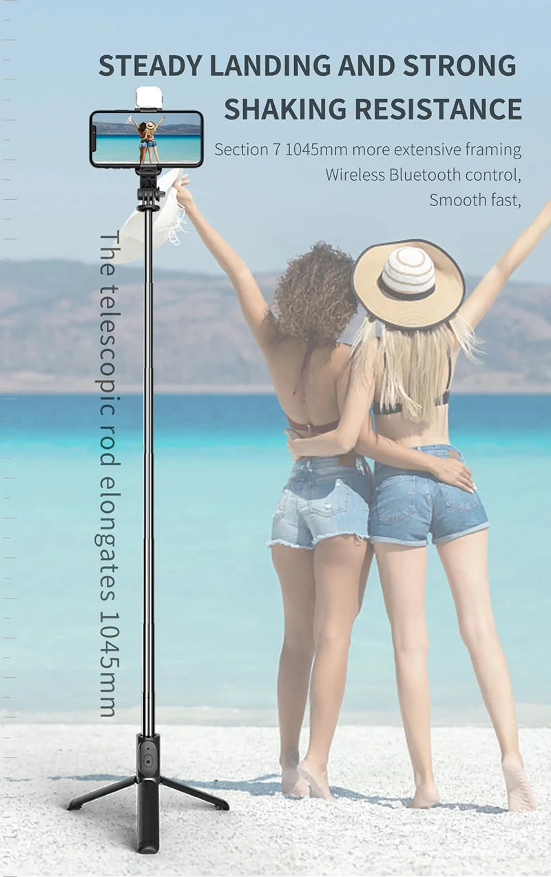 Xiaomi Selfie Stick 1045mm With Wireless Bluetooth LED Fill Light Extended Tripod With Remote Shutter For Android ios Cellphone