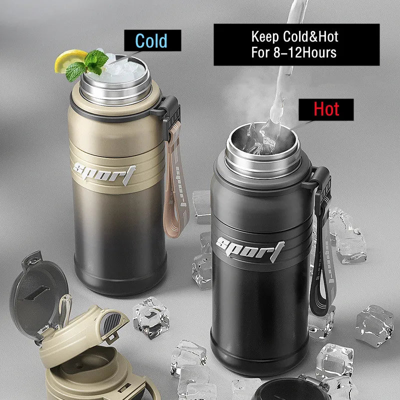 680ml Double Stainless Steel Sport Vacuum Flask With Straw Coffee Tea Thermos Mug Gym Fitness Thermal Bottle Travel Tumbler