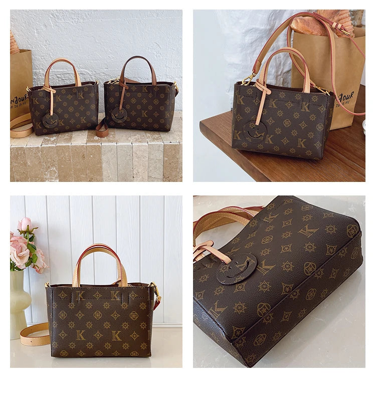 Classic Leather Tote Bag For Ladies, Shoulder Strap And Spacious, Elegant Popular Handbag By Luxury Brand For Women
