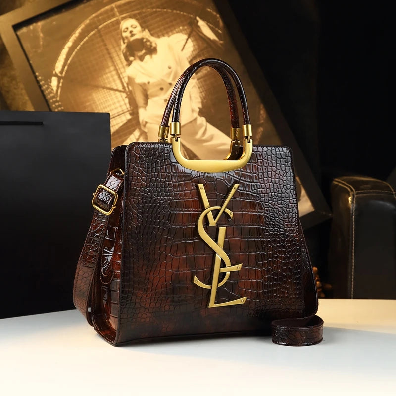 High-grade light luxury handbag New Autumn and Winter fashion Tote bag women's crocodile print single shoulder crossbodybag