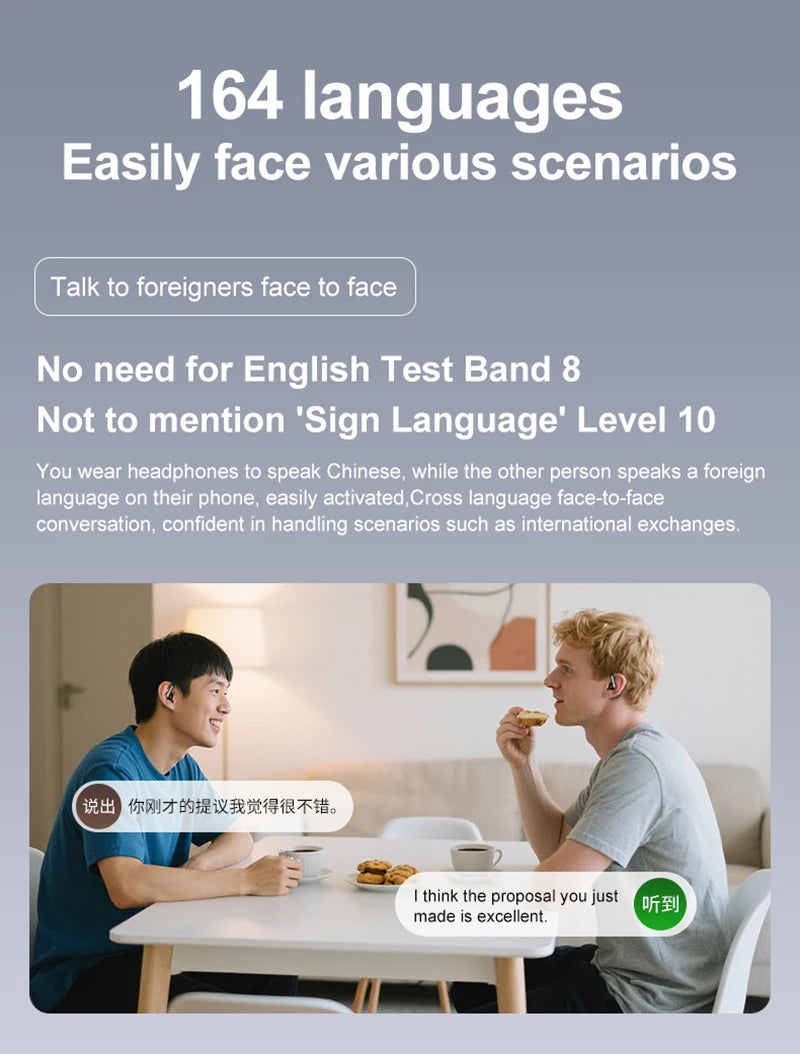 Xiaomi Smart AI Translation Headset Stereo Sound Semi-in-ear Air Conduction True Wireless Sports Long-lasting Bluetooth Headset