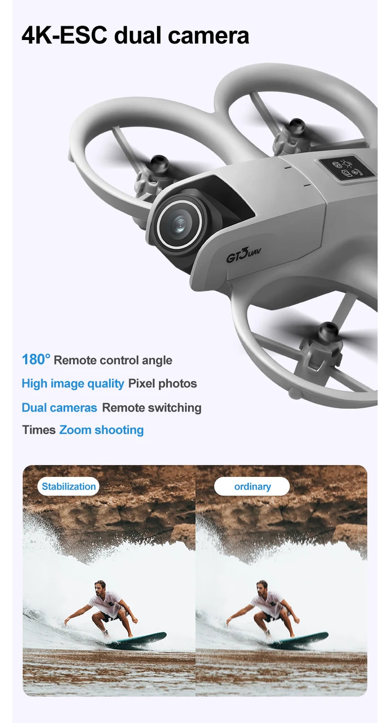 GT3 Drones Mini 8K HD Dual Camera Intelligent Obstacle Avoidances Aerial Photography Flyer Optical Flow Positioning Beginner UAV