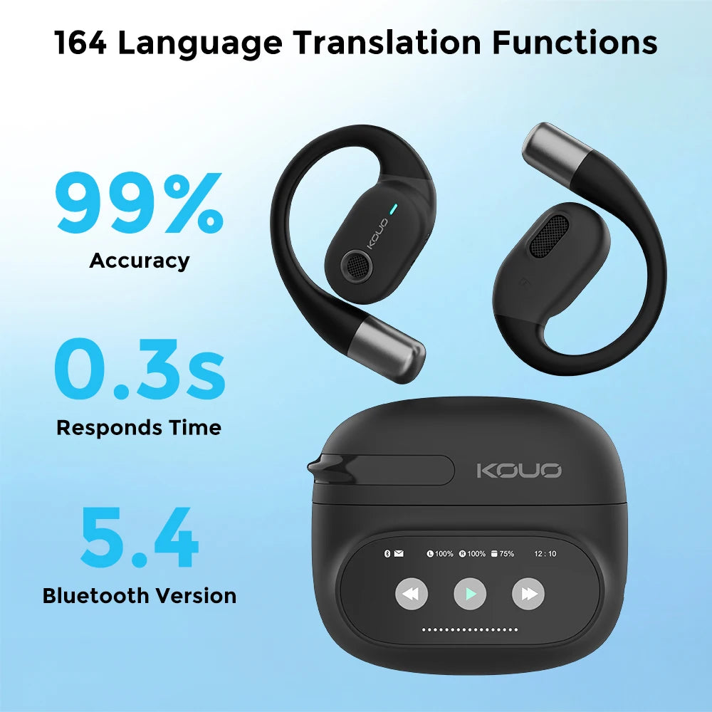 Translation Earphones 164 Languages Instant Voice Real Time Translators Wireless Bluetooth Headphones HiFi Earbuds