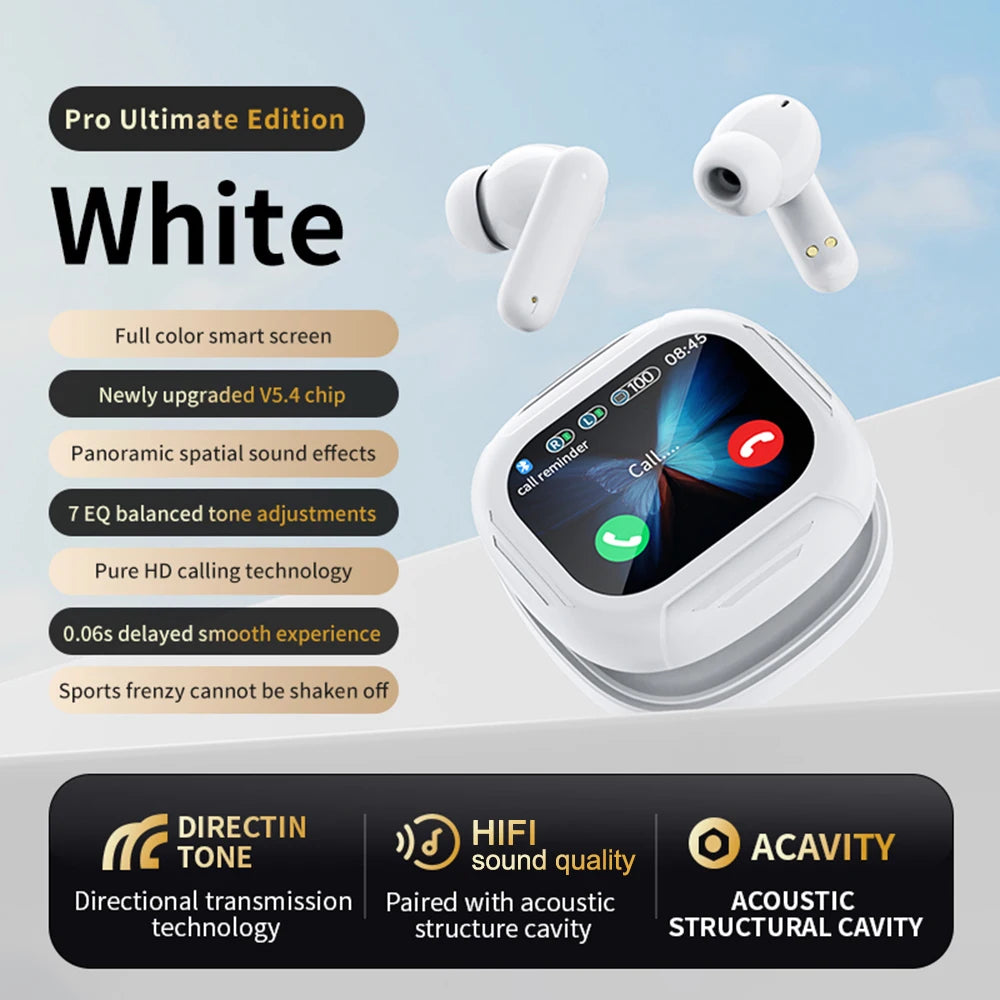 LX-60 Full Touch Screen Headphones ANC Bluetooth 5.4 Noise Cancelling Earphones HiFi Stereo Wireless In-Ear ENC Earbuds With Mic