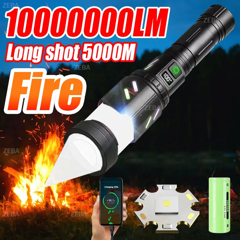 2025 Ultra Powerful Windproof Fire Starting Flashlight Rechargeable High Power Torch Focused Light Source Can Light A Flame Lantern