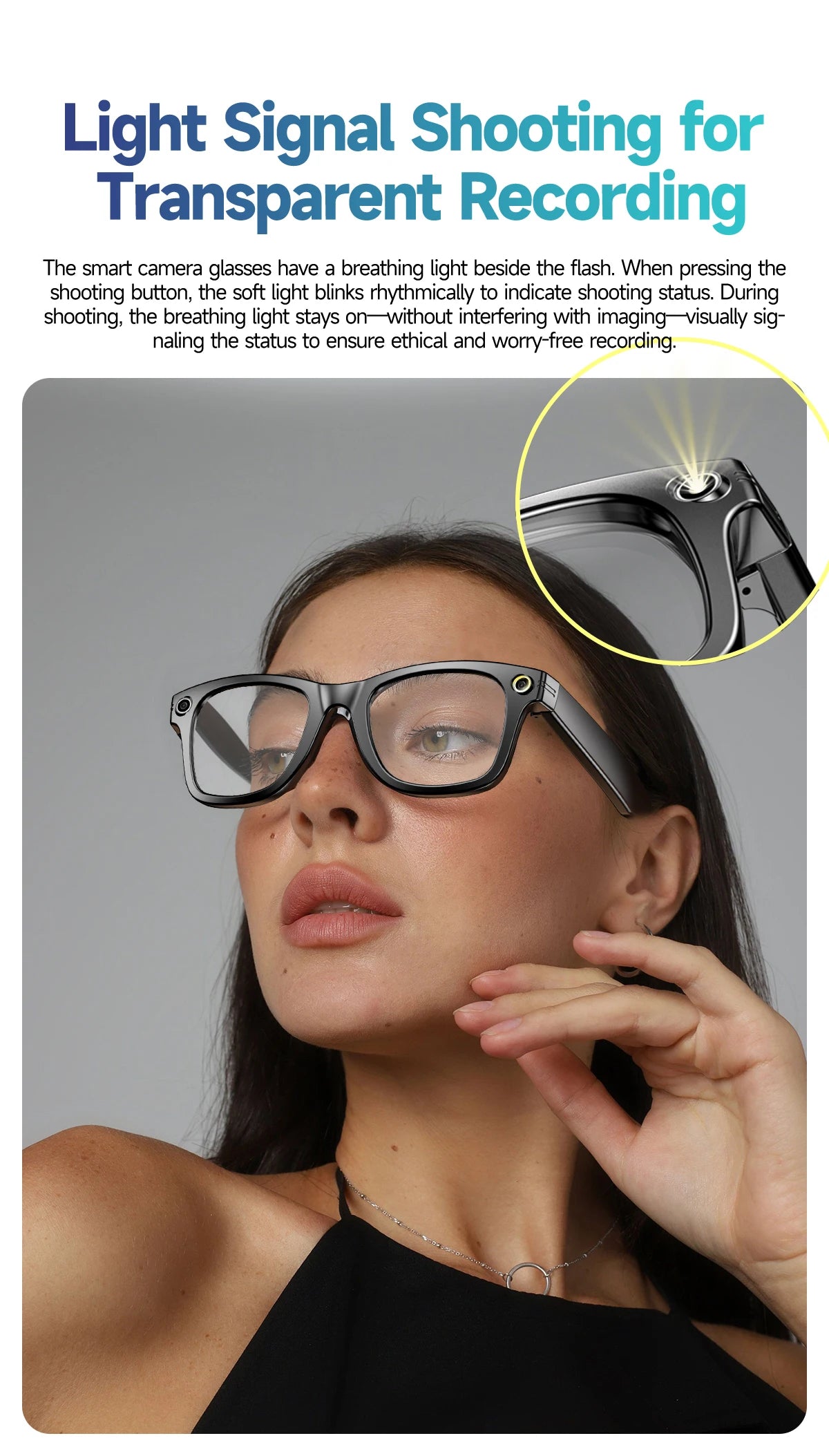 LIGE 800W Pixels Smart Glasses Recording Videos AI Photo Recognition Answer Translation 270mAh IP65 Waterproof Bluetooth Glasses