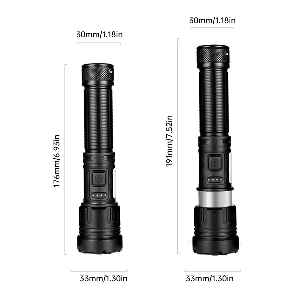 1000000LM Most Powerful Led Flashlight Rechargeable LED Flashlights High Power Zoom Torch Long Range 3000m Tactical Lantren