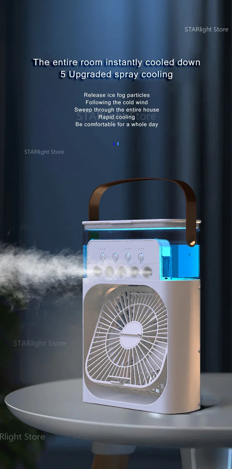 Xiaomi MIJIA 3-in-1 Portable Air Conditioners Fan With LED Night Light Household Mini Air Cooler For Office Home Adjustable Fan
