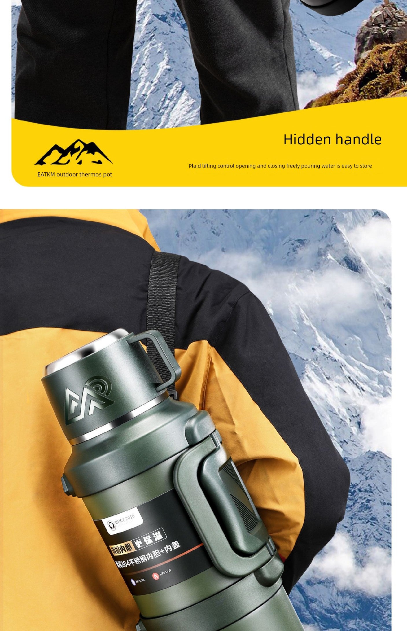 2024 Thermal Pot Large Capacity Men Outdoor Thermal Cold Preservation Dual Use Water Cup