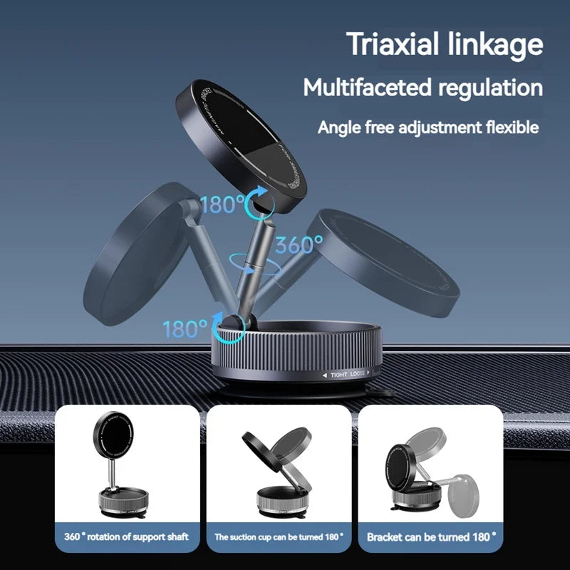Vacuum Magnetic Car Phone Holder Foldable Suction Cup