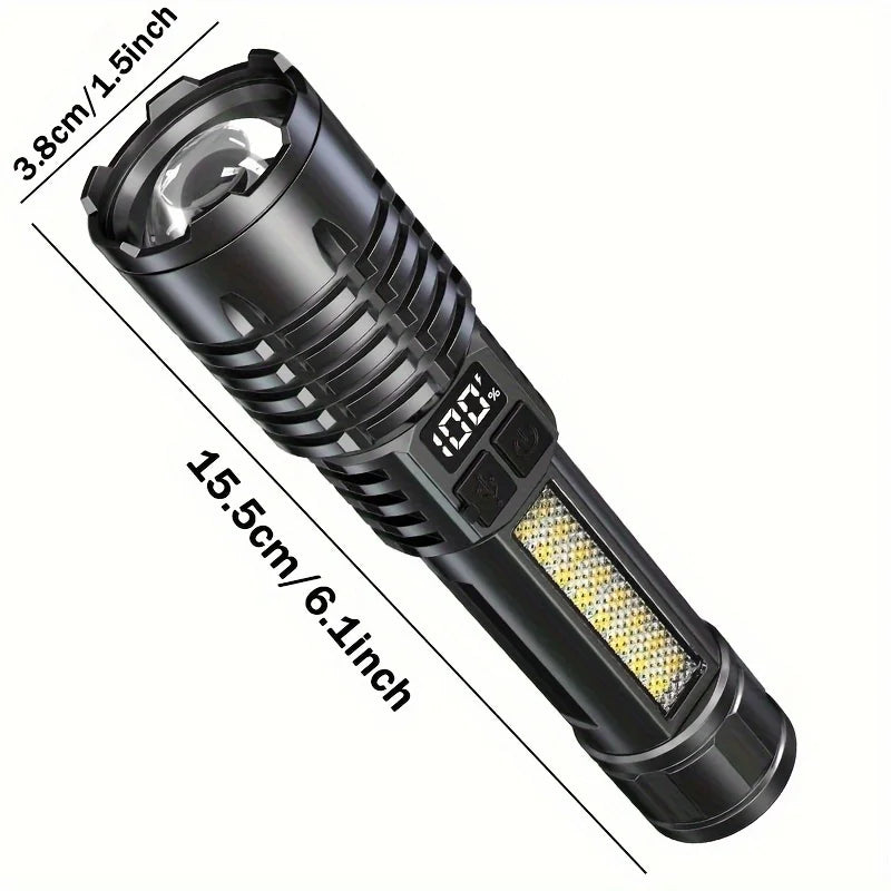 High Power Rechargeable Led Flashlight Very Strong Led Flashlight With Side Light Torch For Outdoor Camping Hiking