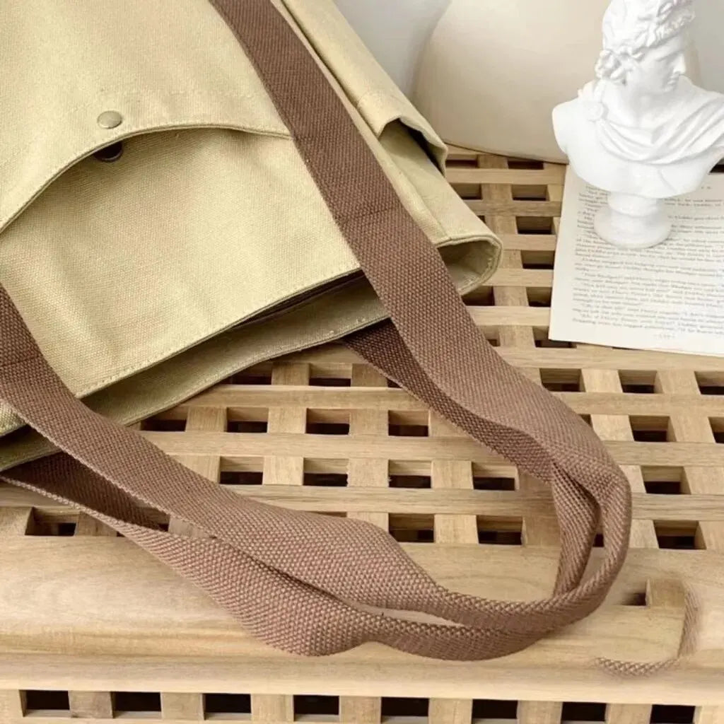 Large Capacity Tote Canvas Bag for Work Outgoing High Appearance Commuting Versatile Art Student Clothing Book Shoulder Bag.