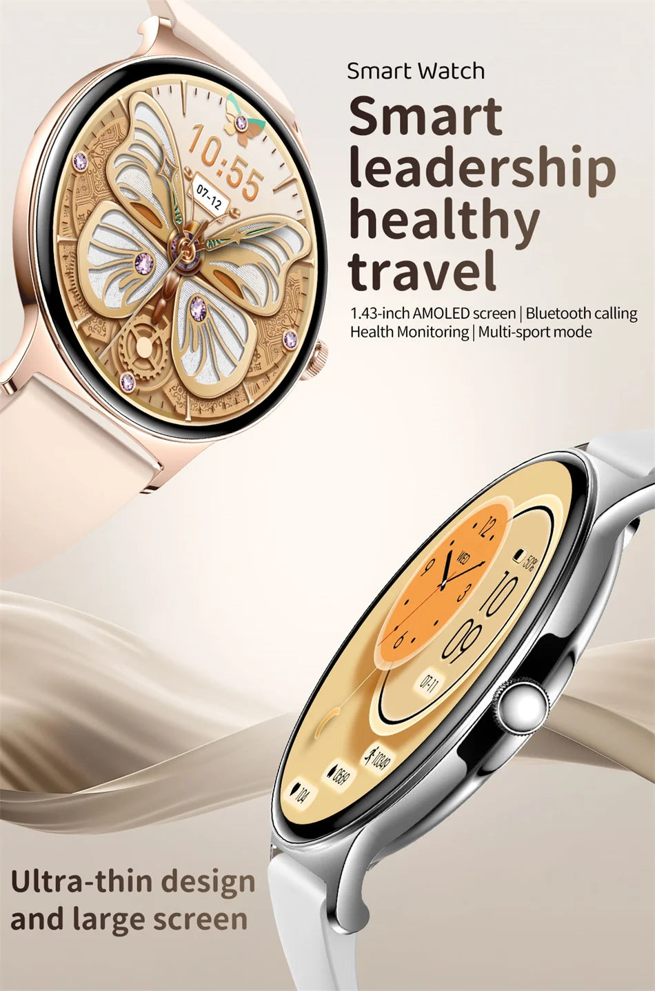 New Ultra Thin Smart Watch Women Screen Always Display Time Sports Bracelet Bluetooth Call Fashion Smartwatch