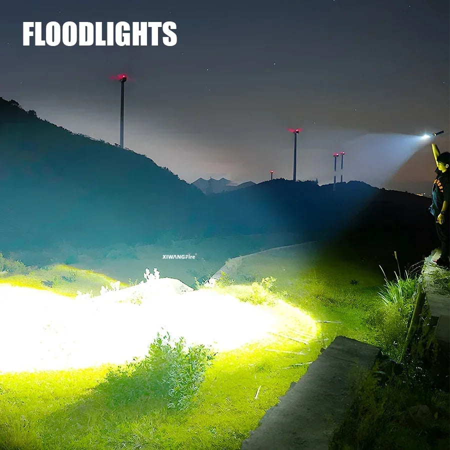 Heinast 1000LM Powerful LED Flashlight Display TYPE-C Rechargeable Light Telescopic Zoom Torch Outdoor Camping Fishing Lantern