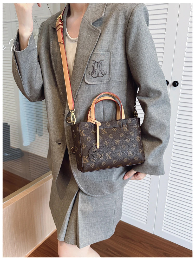Classic Leather Tote Bag For Ladies, Shoulder Strap And Spacious, Elegant Popular Handbag By Luxury Brand For Women