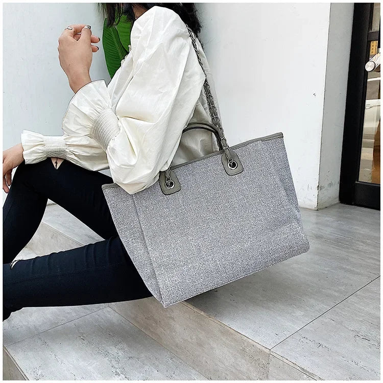 Fashion Make Up Designer Big Women's New Korean Fashion Casual Large Capacity Shoulder Crossbody Chain Tote Bag