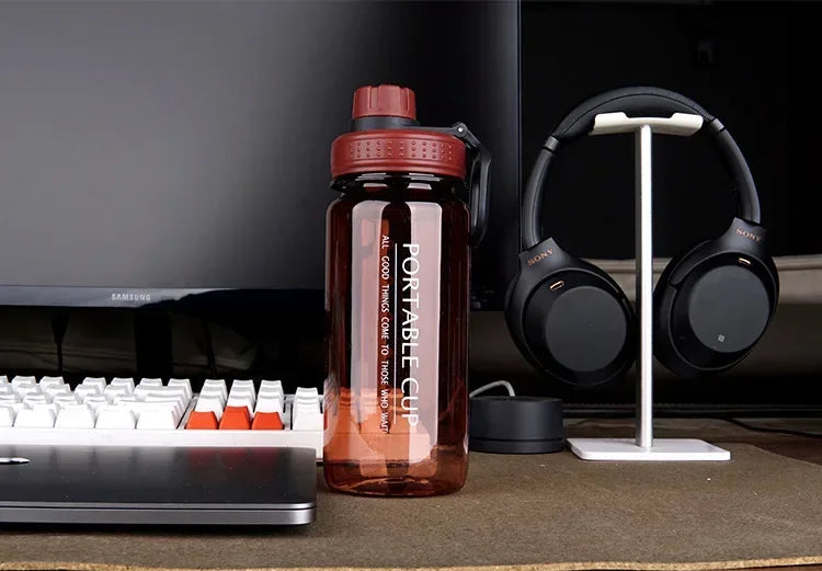 1000ml Sports Water Bottle Portable Leakproof Large Capacity Travel Kettle Lightweight Plastic Water Jugs Creative Space Cup