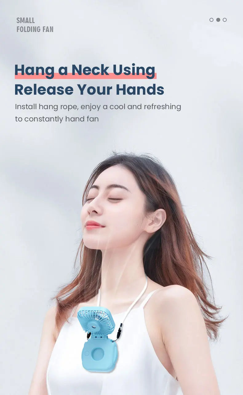 Handheld Portable Fan with Mirror, Mini Fan Small Personal Fan, 500mAh USB Rechargeable Neck Fan Foldable, Quiet Pocket Fan