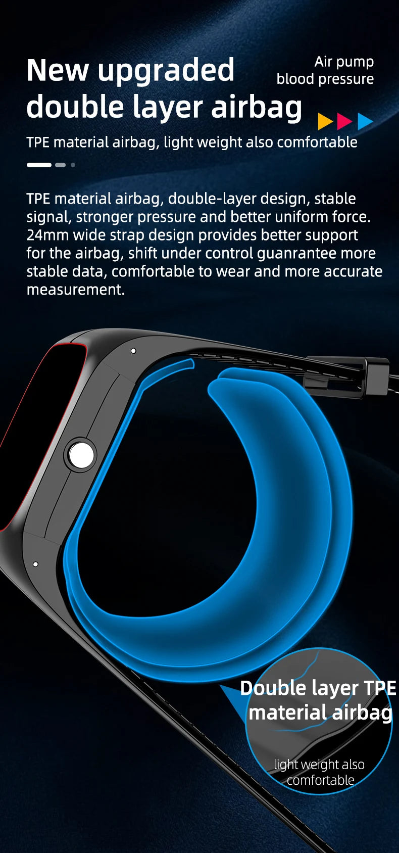 Medical Grade Smart Watch Air Pump Airbag Precise Sphygmomanometer Heart Rate Thermometer Monitor Wristband Elderly Health Watch
