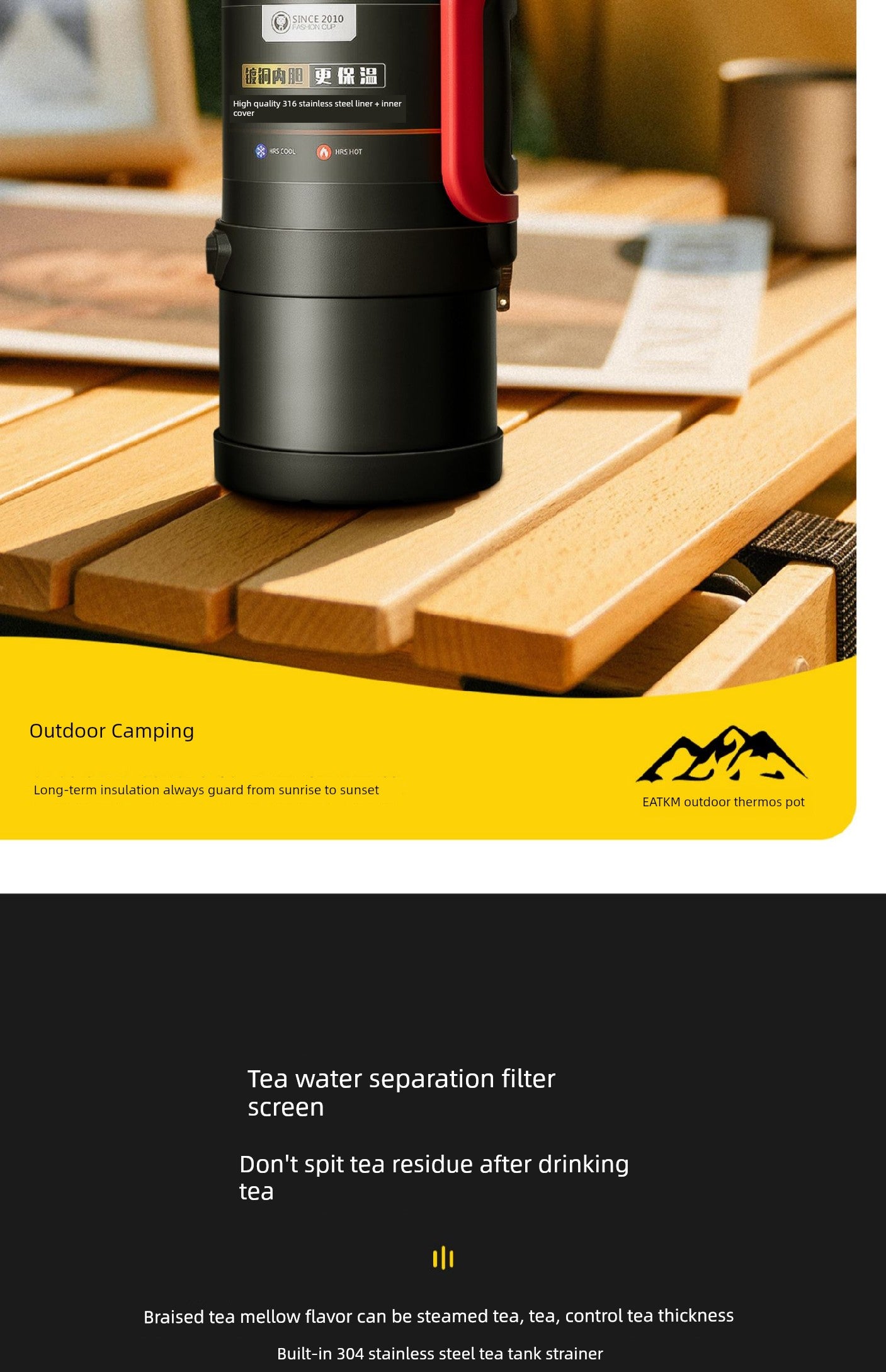 2024 Thermal Pot Large Capacity Men Outdoor Thermal Cold Preservation Dual Use Water Cup